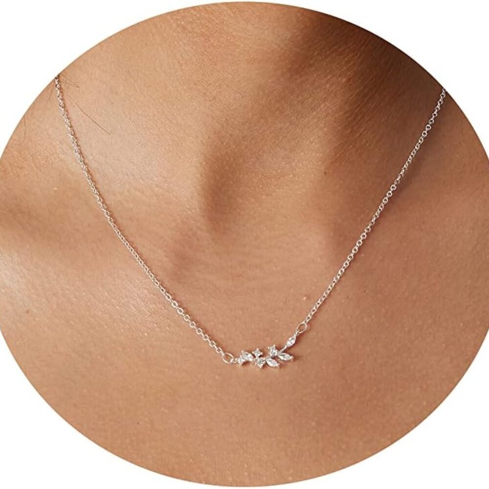 14K Gold Leaf Pendant Necklaces for Women Dainty Sun Coin Choker Medallion Moon
